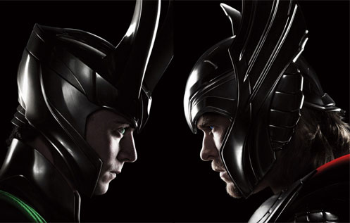 thor movie loki helmet. The poster show Thor and Loki